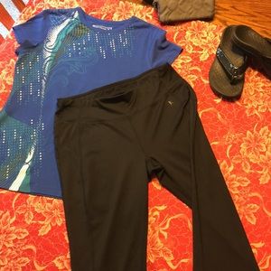 Work out capris and short sleeve top